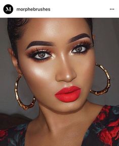 Red Makeup Looks Black Women, Makeup Looks Dark Skin, Makeup Looks Dark, Black Women Elegant, Eyebrow Inspiration, Makeup Looks Black Women, Red Makeup Looks, Makeup Contouring, Smoked Eyes