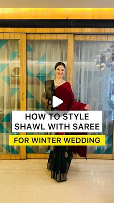 Winter Party Wear Outfit, Winter Saree Look With Shawl, Winter Wear With Saree, Saree Draping Styles In Winter, Sarees With Shawls, Winter Wedding Saree Look, How To Wear Saree In Winter Wedding, Saree With Shawl Look, Saree And Shawl Style