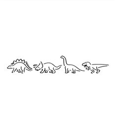 three dinosaurs are walking in the same line