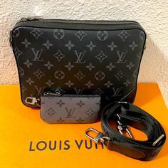 100% Authentic From A Trusted Seller! Item Is In Like New Condition. Unisex Louis Vuitton Trio Messenger In Monogram Eclipse Comes With The Dust Bag, Coin Pouch, Lv Strap, And Large Black Pouch Only. No Stains, Scratches, Scuffs, Pets, Or Odors Item Looks Immaculate. This Was Gifted To Me So No Receipt, Lv Box, Or The Front Slim Gray Pouch Shown In The Last Photo Of The Bag On Lv’s Website Will Be Included. Date Code For Large Bag Tj2230, Coin Pouch Is Tj2240. Strap Drop Max 25.2”. Trusted Reputable Seller Pls No Price Discussions In Comments Or Low Ballers. Louis Vuitton Trio Messenger, Black Pouch, Bags Louis Vuitton, Lv Bag, Coin Pouch, Large Bag, Louis Vuitton Bags, Large Black, Louis Vuitton Bag