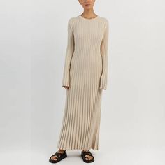 Office Streetwear, Long Robes, Casual Knit Dress, Lady Office, Long Knitted Dress, Office Dresses For Women, Long Dress Design, Flare Long Sleeve, Long Sleeve Casual Dress