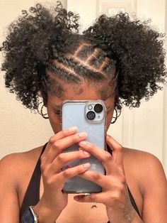 Natural Styles For Black Women Short, Braids Into Puff Natural Hair, Two Ponytails With Braids Natural Hair, Curly Natural Hairstyles Short, Natural Hairstyles For Black Women Back To School, Natural 4c Hairstyles Ideas Short Hair Updo, Hair Ponytail Styles Natural, 4c Pool Hairstyles, Summer Natural Hairstyles Black Women