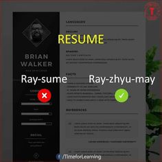 a resume with the words ray - sume and an image of a man's face