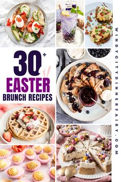 the cover of 30 easter brunch recipes, with images of different desserts