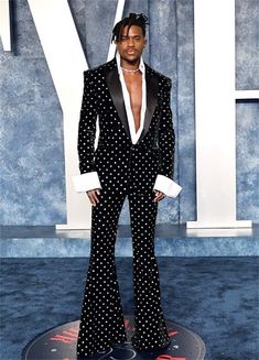 Black Dot Men Suits Set Custom Made Jacket 2 Piece Blazer+Pants Luxury Catwalk Groom Wedding Tuxedo Mode Queer, Velveteen Dream, High Fashion Men, Prom Outfit, Wedding Tuxedo, Man Blazer, Male Outfits, Polka Dot Wedding, King Fashion