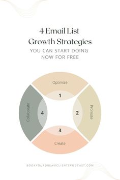 the 4 email list growth strategy for small business owners, with four sections labeled in three different colors