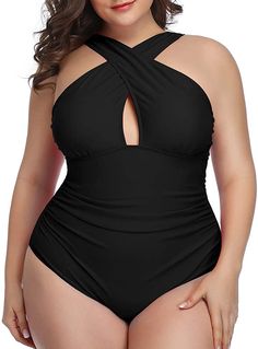 High Neck One Piece, Plus Size One Piece, Black Bathing Suits, Halter One Piece Swimsuit, Black One Piece Swimsuit, Sport Chic, Looks Chic, Pullover Shirt