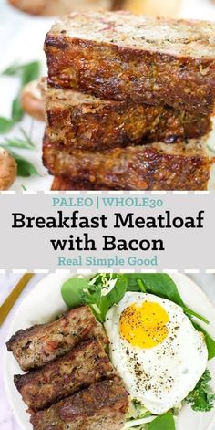 breakfast meatloaf with bacon and an egg on top is the perfect way to start your meal