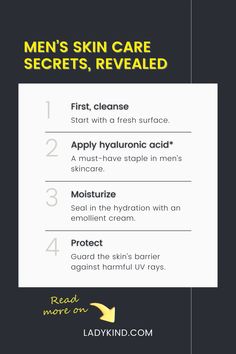 Relaying this info to my man, asap! Hyaluronic Acid Benefits, Men's Skin Care, To My Man, Men Skin Care Routine, Men's Skincare, Turmeric Face Mask