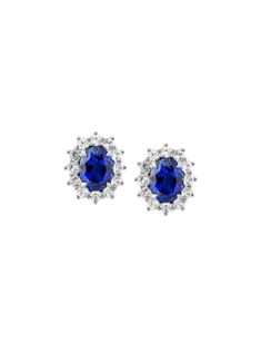 SPENCER, LAB-GROWN BLUE AND WHITE SAPPHIRE STUDS – Dorsey Luxury Lab-created Sapphire Women's Jewelry, Sapphire Studs, Sapphire Earrings, Sapphire Stone, 2 Carat, White Sapphire, Ear Jewelry, Oval Cut, Winter Collection