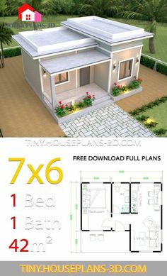 two story house plan with 3 bedroom and 2 bathrooms in the front, one floor is open