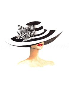 Derby Hat Fashion Illustration Watercolor Print, 8x10 wall art, gift for her, gift women Hats Illustration Fashion, Hat Illustration Drawing, Hat Designs Drawings, Hat Fashion Illustration, Girly Illustration, Fashion Design Inspiration