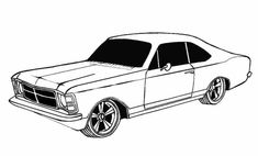 a drawing of a muscle car