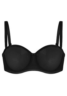 Introducing our latest addition, the Bella Mesh Unlined Underwire Strapless Balconette Bra. Crafted from soft, lightweight sheer mesh, it offers a natural shape with no padding. Silicone grippers ensure stability, while supportive mesh and underwire provide daily support. Removable adjustable straps and hook-and-eye closure ensure a proper fit. Soft and airy sheer mesh for comfort Silicone grippers on cups for secure fit Mesh and underwire offer daily support Unpadded balconette cups for natural