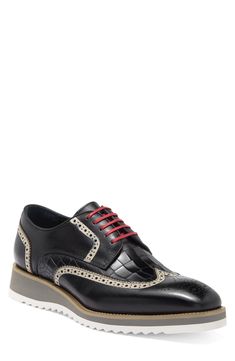 Give your professional footwear collection a contemporary update with this wingtip derby crafted from premium leather and detailed with textured croc embossing. Lace-up style Leather upper and lining/synthetic sole Imported Up Styles, Derby, Dress Shoes Men, Oxford, Dress Shoes, Leather Upper, Men's Shoes, Nordstrom, Lace Up