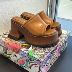 Jeffrey Campbell Platform Sandal In Style “Cola” Brown Leather. Size 7.5 True To Size. Only Worn A Few Times, Great Condition! Box Included! Jeffrey Campbell Platform, Jeffrey Campbell Shoes, Jeffrey Campbell, Platform Sandals, In Style, Brown Leather, Size 7, Women Shoes, Sandals