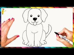 someone is drawing a dog with colored pencils