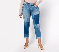 It's time to patch things up with the boyfriend. Nooo, not that boyfriend. We're talking about these LOGO boyfriend jeans. With playful shadow-patch details and rolled cuffs (so versatile!), this fresh take combines a cool-casual vibe with an utterly comfortable fit.  These jeans pair with practically everything -- cuffed or uncuffed. Consider canvas sneaks and a classic tee (we're loving that laid-back look), or your beloved ankle boots and an oversized blazer when it's chillier. And dress 'em Is Logo, Colorful Heels, Bold Necklace, The Boyfriend, Lori Goldstein, Relaxed Jeans, Oversized Blazer, The Boys, Boyfriend Jeans