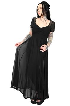 Lily Mesh Maxi Dress – FOXBLOOD Garden Cemetery, Samara Dress, Witch Clothing, Clothing Aesthetics, Moon Dress, Eclectic Witch, Black Mesh Dress, Split Hair, Buy Dresses Online