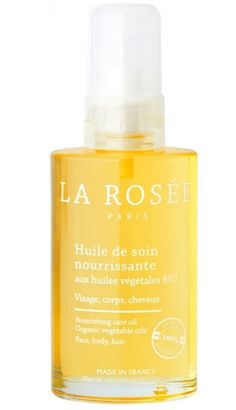 DESCRIPTION La Rosée Nourishing Care Oil 100ml is a care with organic vegetable oils. This oil nourishes, soothes and perfectly sublimates the face, body and hair, summer and winter. Suppleness and comfort are brought by the sunflower seed oil, the borage oil and the sea buckthorn berry oil.The care brings softness to the skin, it nourishes and repairs the ends of the hair. Sweet vanilla scent.Non-greasy, non-sticky dry oil. Tested under dermatological control. Ingredients 100% of natural origin Borage Oil, Sea Buckthorn, Dry Oil, Flower Extract, Sunflower Seeds, Organic Vegetables, Vegetable Oil, Seed Oil, Repair