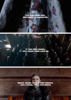 the game of thrones quote is shown in two different languages, one with blood on it