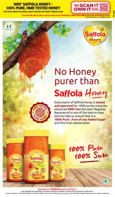 an advertisement for saffola honey