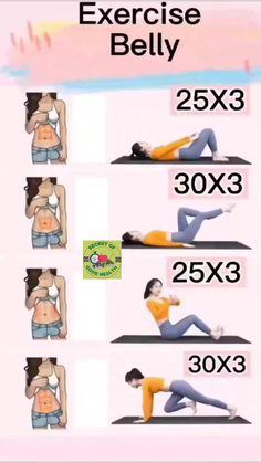 a woman is doing exercises for her stomach and back with the words exercise belly on it