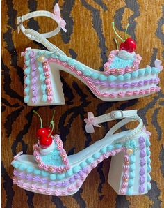 Marie Antoinette Party, Candy Decorations Diy, Vanellope Von Schweetz, Kicks Shoes, Candy Decorations, Blue Lilac, Custom Candy, Fake Cake, Platform High Heel Shoes