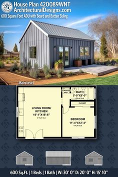 the floor plan for a small house with lofts and living quarters is shown in this image