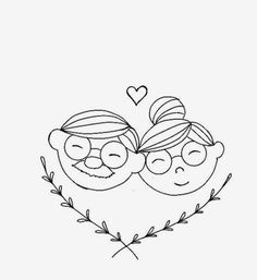 a drawing of two people in the shape of a heart