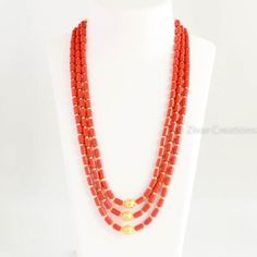 Buy Customizable Coral Layers Necklace With Gold Accent Online in India - Etsy Thali Chains, Model Blouse, Latest Model Blouse Designs, Gold Pendant Jewelry, Gold Accent, Short Necklace, Beaded Necklaces, Personalized Necklace, Gold Accents