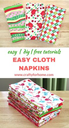 the instructions to make easy diy cloth napkins for christmas or new year's eve