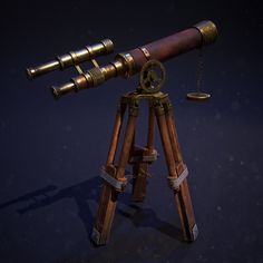 an old telescope on a tripod with a scale