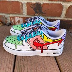 Wallpaper Nike, Painted Shoes Diy, Custom Sneakers Diy, Nike Air Force 1 Custom, Custom Painted Shoes, Custom Shoes Diy, Diy Sneakers, Cartoon Shoes