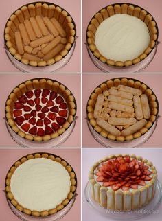 four different types of desserts in pie pans