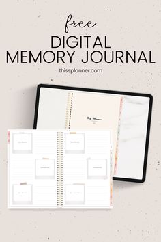 the free printable memory journal with text overlay that reads, free digital memory journal