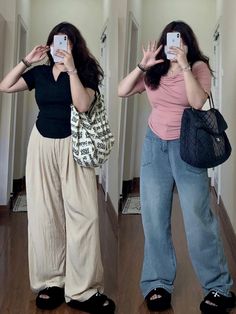 Chubby Fashion Outfits Korean, Midsize Ootd, Chubby Aesthetic Outfit, Plus Size Aesthetic Outfits, Curvy Casual Outfits, Mix Match Outfits, Simple Style Outfits, Chubby Fashion