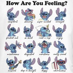 an image of how are you feeling? with many different expressions on the same page