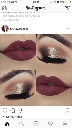 Burgundy Eye Makeup Soft Glam, Bridal Makeup Maroon Lips, Makeup To Wear With Burgundy Dress, November Wedding Makeup Brides, Fall Wedding Eye Makeup, Bridal Makeup Burgundy Lips, Make Up For Champagne Dress Eye Makeup, 50th Birthday Makeup Ideas, Fall Bride Makeup Green Eyes