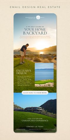 an email postcard for a golf club with two photos and the words, you're