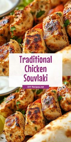 traditional chicken souvlaki recipe on a plate