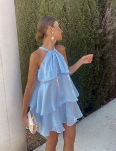 Organza Halterneck Layered Mini Dress – Luxandluxy Mixed Outfits, Fashion Job, 18th Birthday Outfit, 2024 Outfits, Short Party Dress, Organza Dress, Short Prom Dress, Wardrobe Ideas, Mini Cocktail Dress