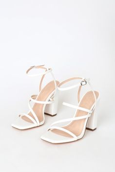 White Strappy High Heels, Trendy Heels, Strappy High Heels Sandals, Shoes Heels Classy, White High Heels, Prom Heels, Strappy High Heels, Heels Classy, Fancy Shoes