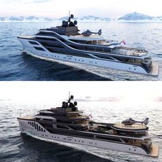 two pictures of the same boat in different stages