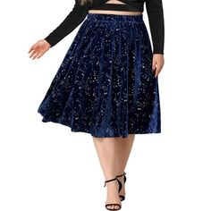 ABOUT US: A plus-size brand inspired by the need of its customers. We hope our clothing can match you on various occasions, with the proper tailoring to show your perfect curve and the comfortable fabrics that enable you a pleasant experience. Gorgeous classic design velvet midi skirt. Comfortable velvet material creates an elegant look for this flowy midi skirt. Features in the flared hem and stretchy velvet fabric for a comfortable fit. Great Quality Velvet, Comfortable Touch Feeling, and Exqu Billie Concert, Velvet Bottoms, Velvet Midi Skirt, Tassel Skirt, Plus Size Brands, Plus Size Halloween, Fabulous Clothes, Velvet Skirt, Velvet Material