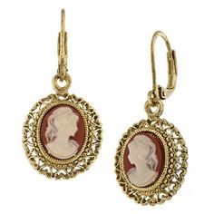 $20 - Romantic carnelian encased cameo set surrounded by an elaborate filigree brass tone pattern. (Also comes in clip earrings style 1800s Jewelry, 60s Jewelry, 1928 Jewelry, Cameo Earrings, Filigree Pattern, Vintage Inspired Jewelry, Cameo Jewelry, Filigree Earrings, Heart Frame