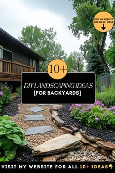 A DIY backyard with a homemade stone pathway and a small flower garden. Diy Backyard Landscaping, Diy Landscaping, Weekend Projects, Backyard Makeover