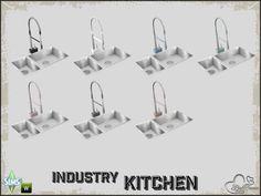 an industrial kitchen sink with six different faucets and one without the faucet