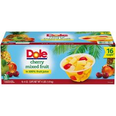 Dole Cherry Mixed Fruit Bowls in 100% Juice (4 oz. 16 pk.) - Fruit Cups & Applesauces - Dole Cherry Dole Fruit Cups, New Fruit, Fruit Bowls, Fruit Cups, On The Go Snacks, Juice Concentrate, Grape Juice, Mixed Fruit