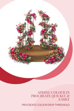 an advertisement for a flower display with flowers on it